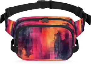 Abstraction Multi Color Patterns Fanny Packs for Women Men Waterproof Waist Bag with Adjustable Strap Belt Bag for Travel Running Hiking