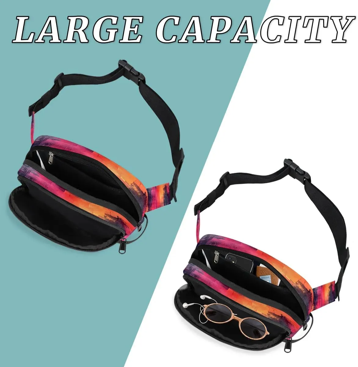 Abstraction Multi Color Patterns Fanny Packs for Women Men Waterproof Waist Bag with Adjustable Strap Belt Bag for Travel Running Hiking