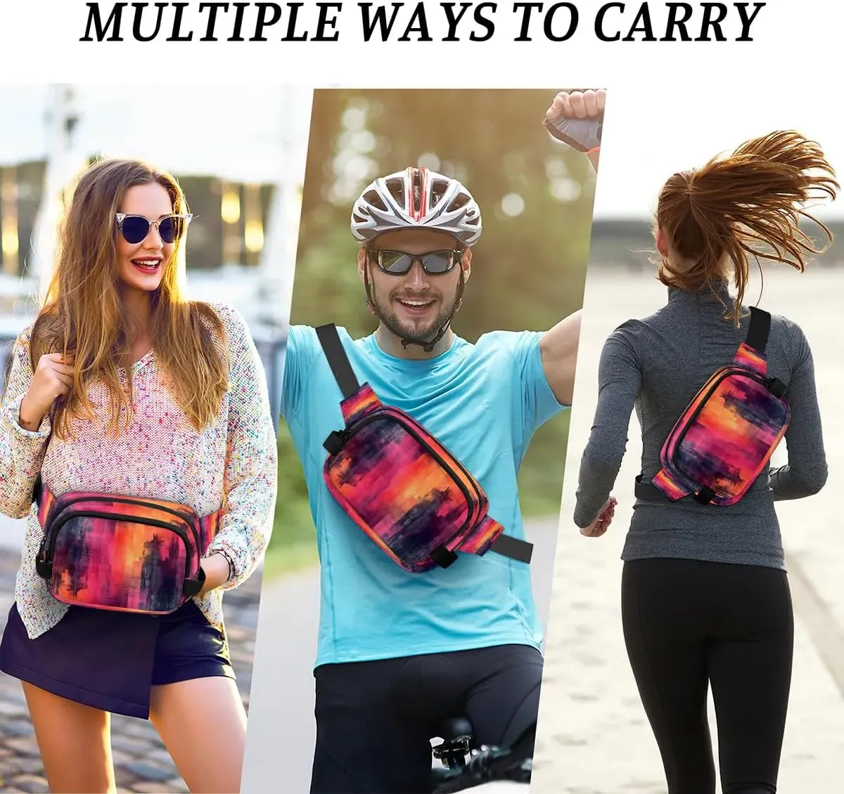 Abstraction Multi Color Patterns Fanny Packs for Women Men Waterproof Waist Bag with Adjustable Strap Belt Bag for Travel Running Hiking