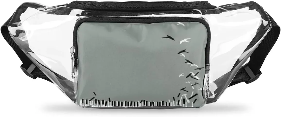 Abstraction Piano Key Clear Fanny Pack Stadium Approved Clear Crossbody Belt Bag for Women Men Transparent Waist Bag with Adjustable Strap for Concerts Sports Events Travel