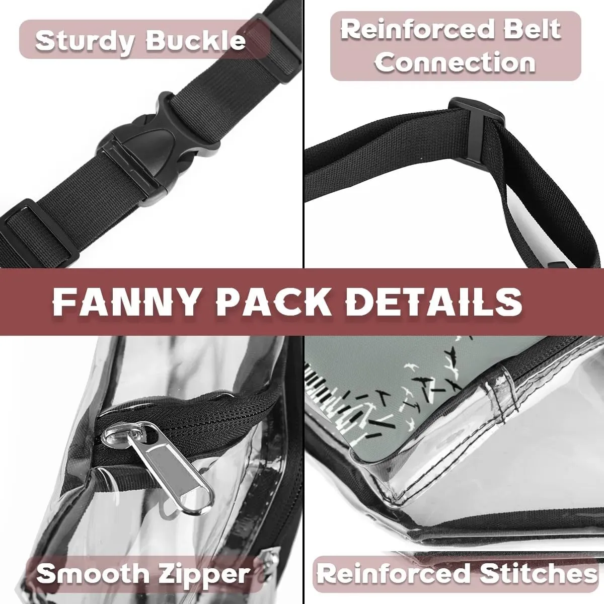 Abstraction Piano Key Clear Fanny Pack Stadium Approved Clear Crossbody Belt Bag for Women Men Transparent Waist Bag with Adjustable Strap for Concerts Sports Events Travel