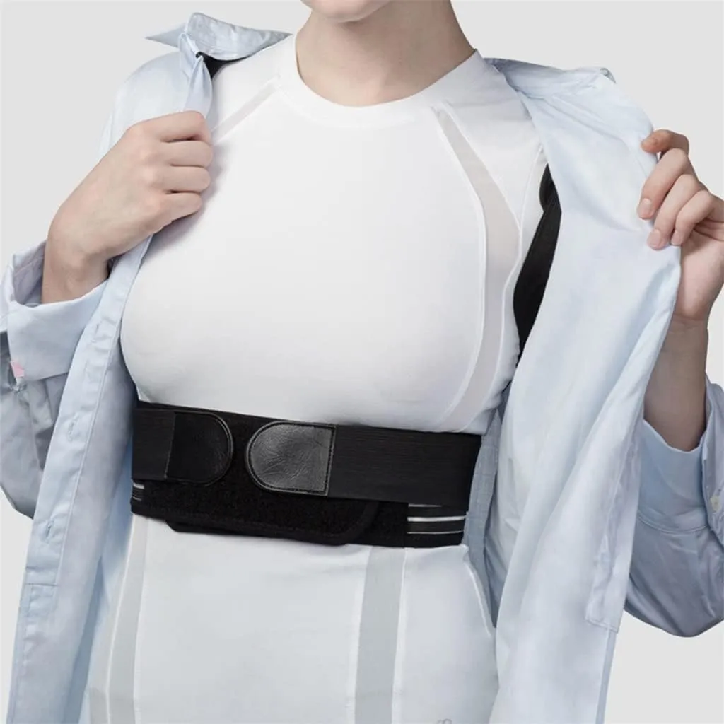 Adjustable Corrector Brace Belt Shoulder Waist Back Support Humpback Improve 2plates Support Belt (Black L Code)