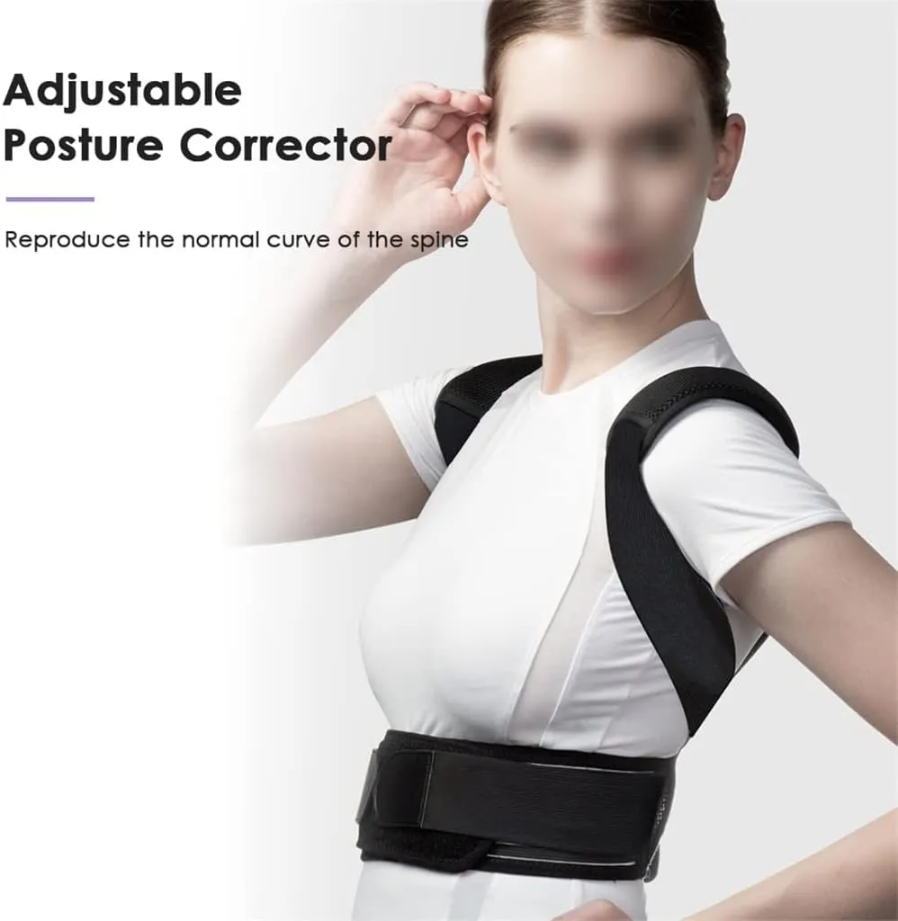 Adjustable Corrector Brace Belt Shoulder Waist Back Support Humpback Improve 2plates Support Belt (Black L Code)
