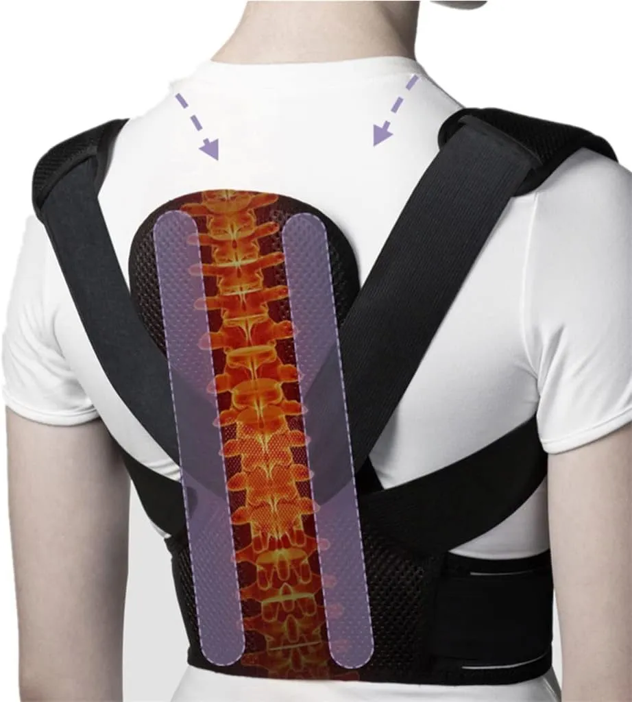 Adjustable Corrector Brace Belt Shoulder Waist Back Support Humpback Improve 2plates Support Belt (Black L Code)