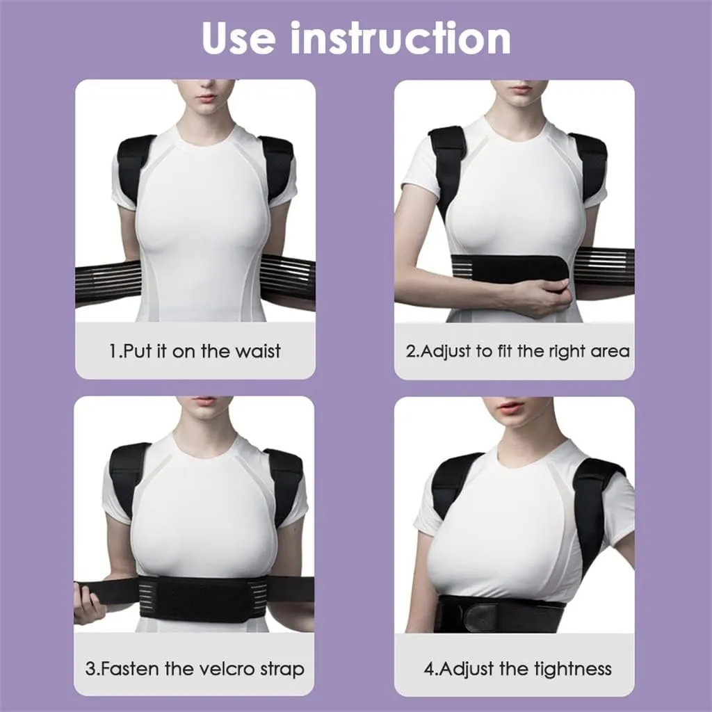 Adjustable Corrector Brace Belt Shoulder Waist Back Support Humpback Improve 2plates Support Belt (Black L Code)