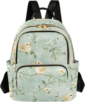 ALAZA Mini Backpack Purse for Women Lightweight Girls Small Size Chick Watercolour Green School Teens College Traveling