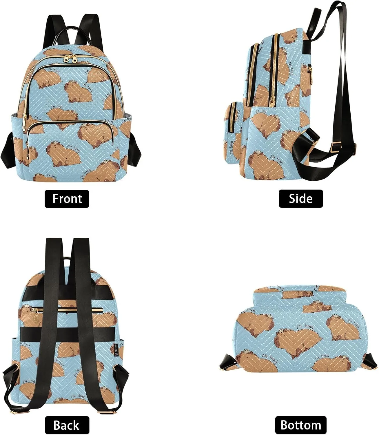 ALAZA Travel Backpack Purse for Women Fashion Anti-theft Work Casual Capybara I'm So Tired Daypack Shoulder Bag Medium Size