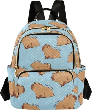 ALAZA Travel Backpack Purse for Women Fashion Anti-theft Work Casual Capybara I'm So Tired Daypack Shoulder Bag Medium Size