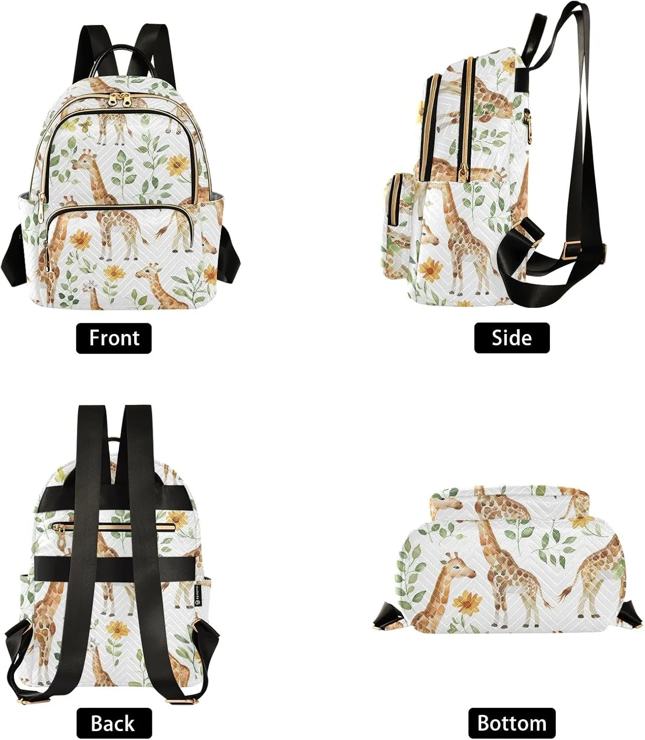 ALAZA Travel Backpack Purse for Women Fashion Anti-theft Work Casual Giraffis Herbaceous Daypack Shoulder Bag Medium Size