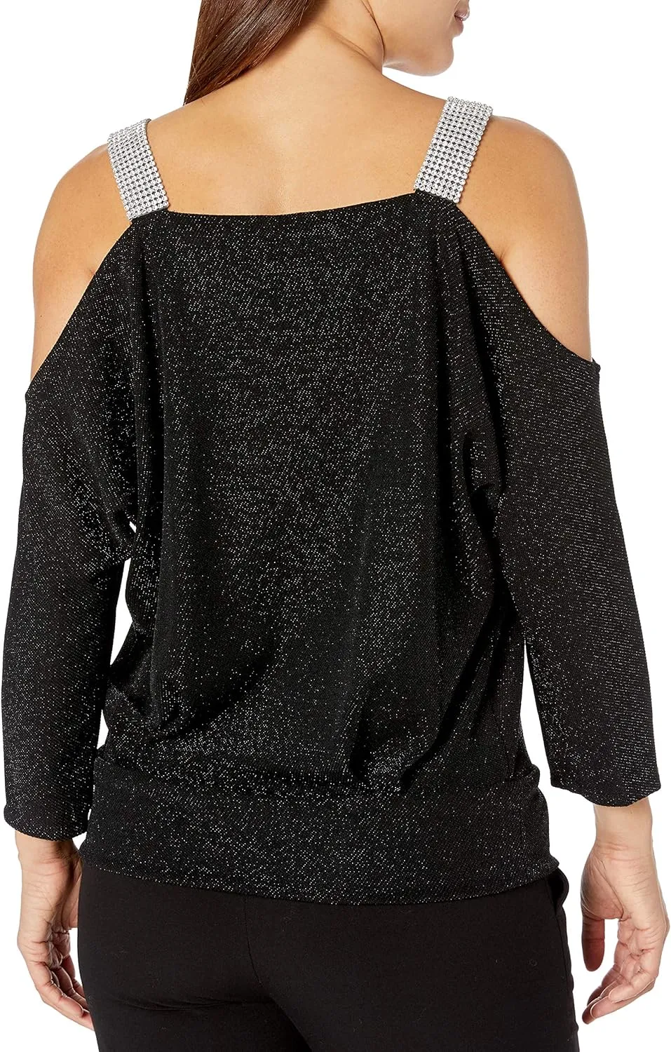 Alex Evenings Women's Metallic Knit Blouse, Formal Dress Shirt (Petite and Regular Sizes)