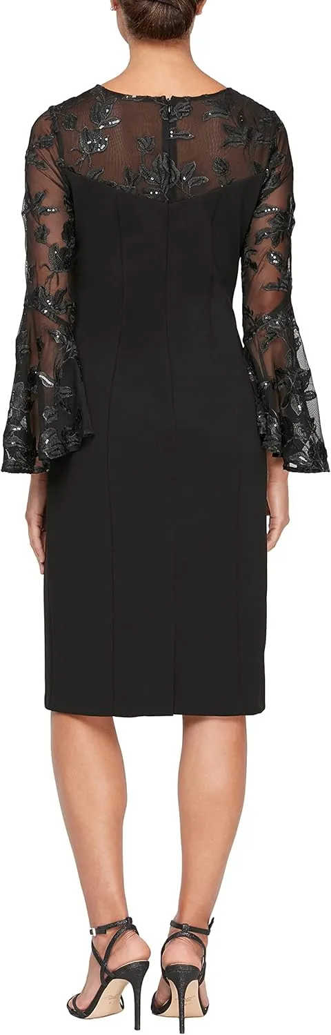 Alex Evenings Women's Short Shift Dress with Embellished Illusion Detail