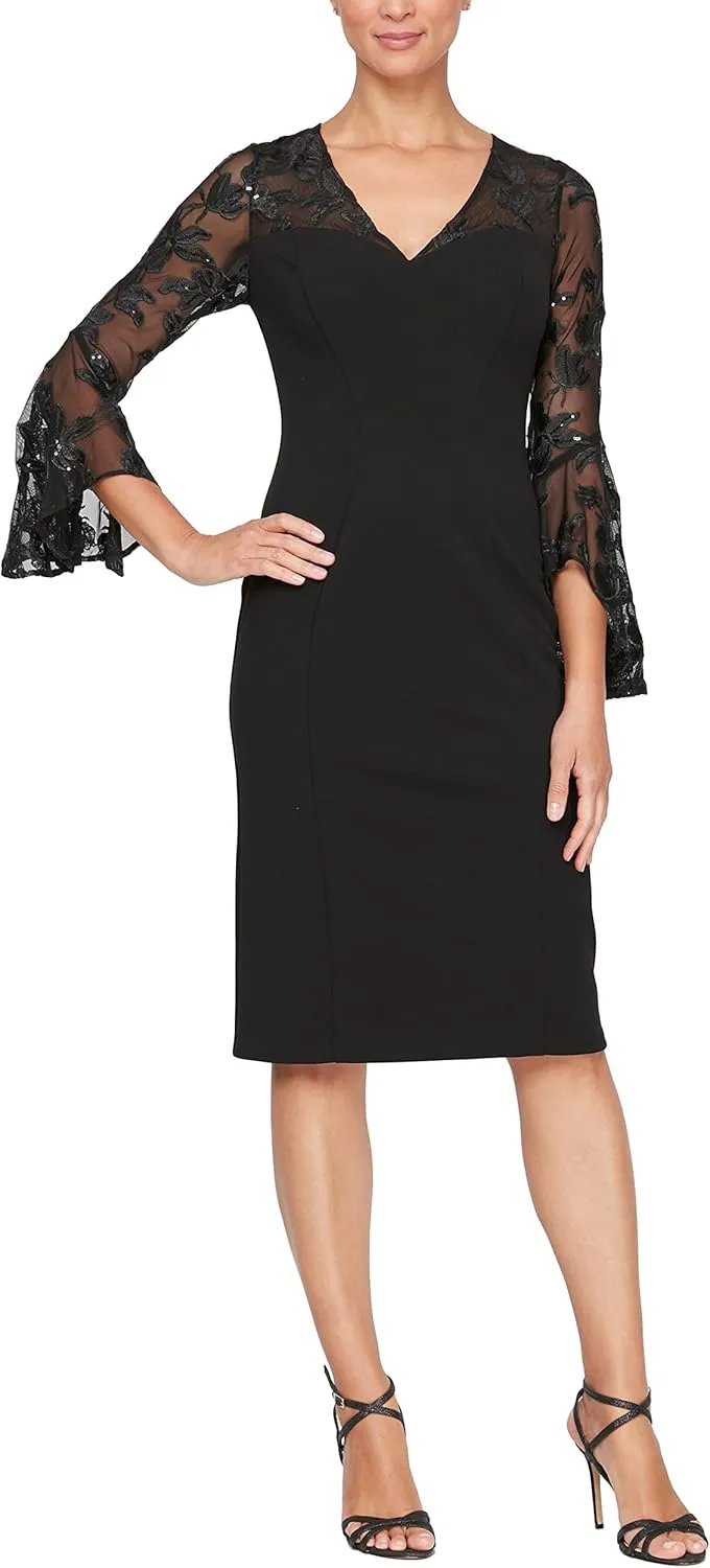 Alex Evenings Women's Short Shift Dress with Embellished Illusion Detail