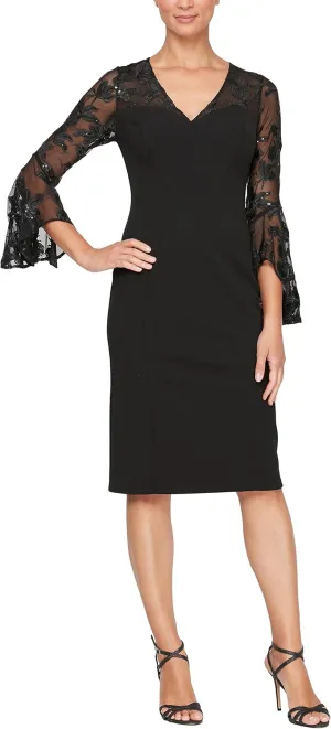 Alex Evenings Women's Short Shift Dress with Embellished Illusion Detail