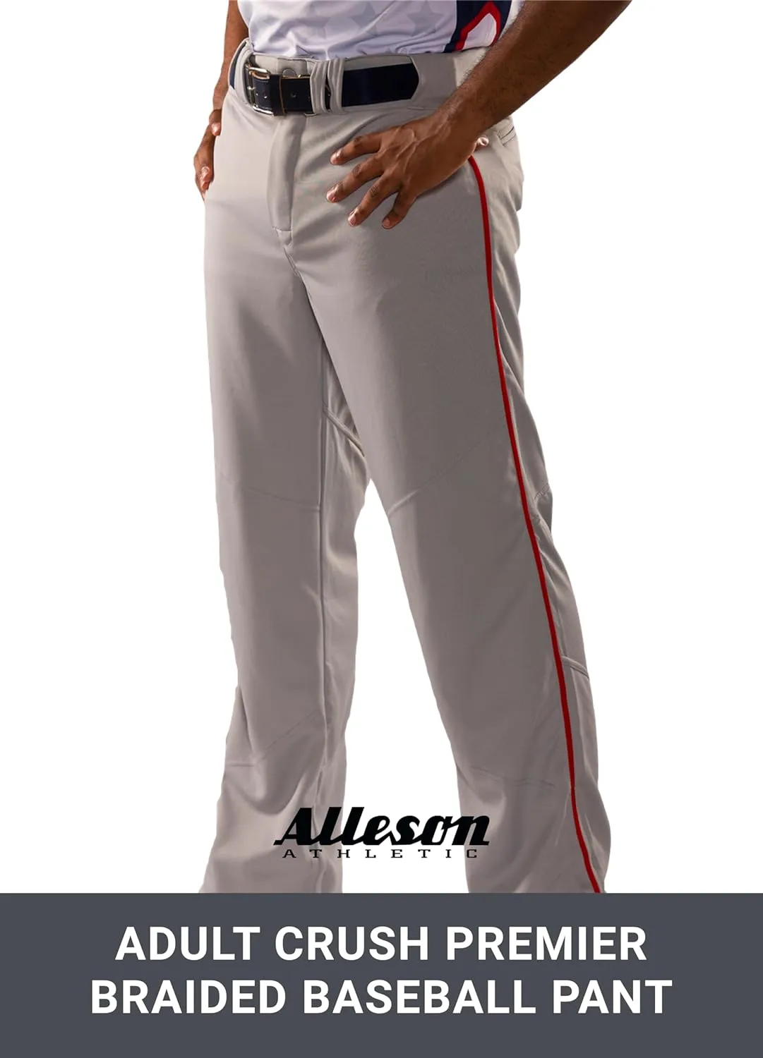 Alleson Athletic Men's Crush Premier Braided Baseball Pant – Stretch Fabric, Reinforced Knees, and Comfortable Fit