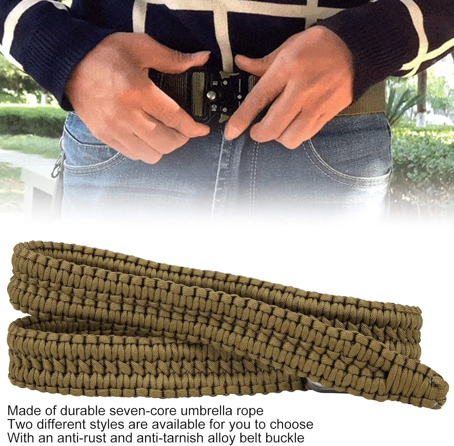 Alomejor Survival Belt Braided Belt Paracord Belts Umbrella Rope Waist Belt Waistband