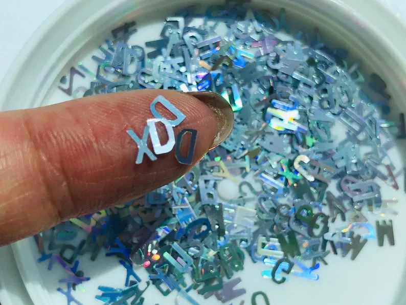 Alphabets Letters Loose glitters 5mm UV resin, nail gel, acrylic nail, nail polish glitter, tumbler glitters