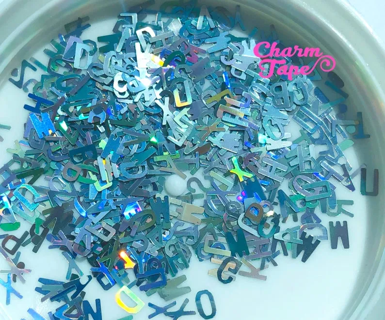 Alphabets Letters Loose glitters 5mm UV resin, nail gel, acrylic nail, nail polish glitter, tumbler glitters