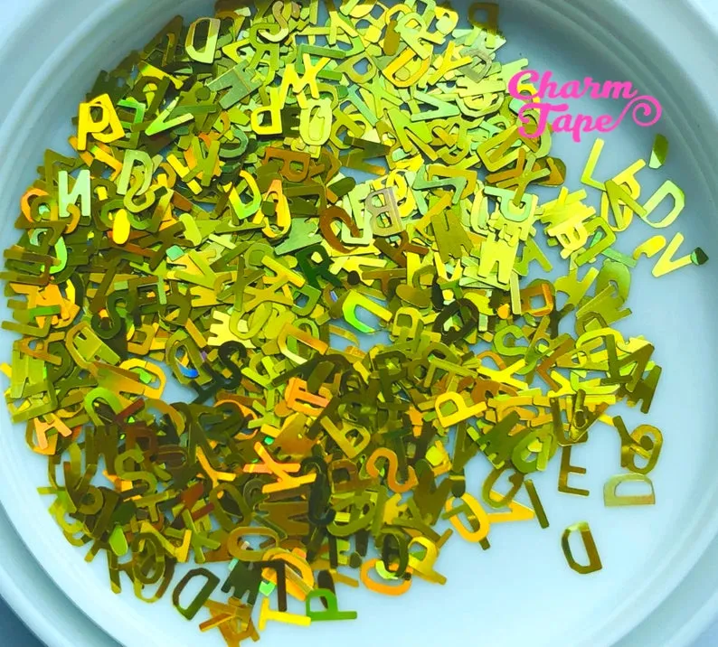 Alphabets Letters Loose glitters 5mm UV resin, nail gel, acrylic nail, nail polish glitter, tumbler glitters