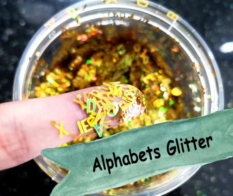 Alphabets Letters Loose glitters 5mm UV resin, nail gel, acrylic nail, nail polish glitter, tumbler glitters