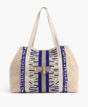 American & Beyond royal  Bee embellished tote bag