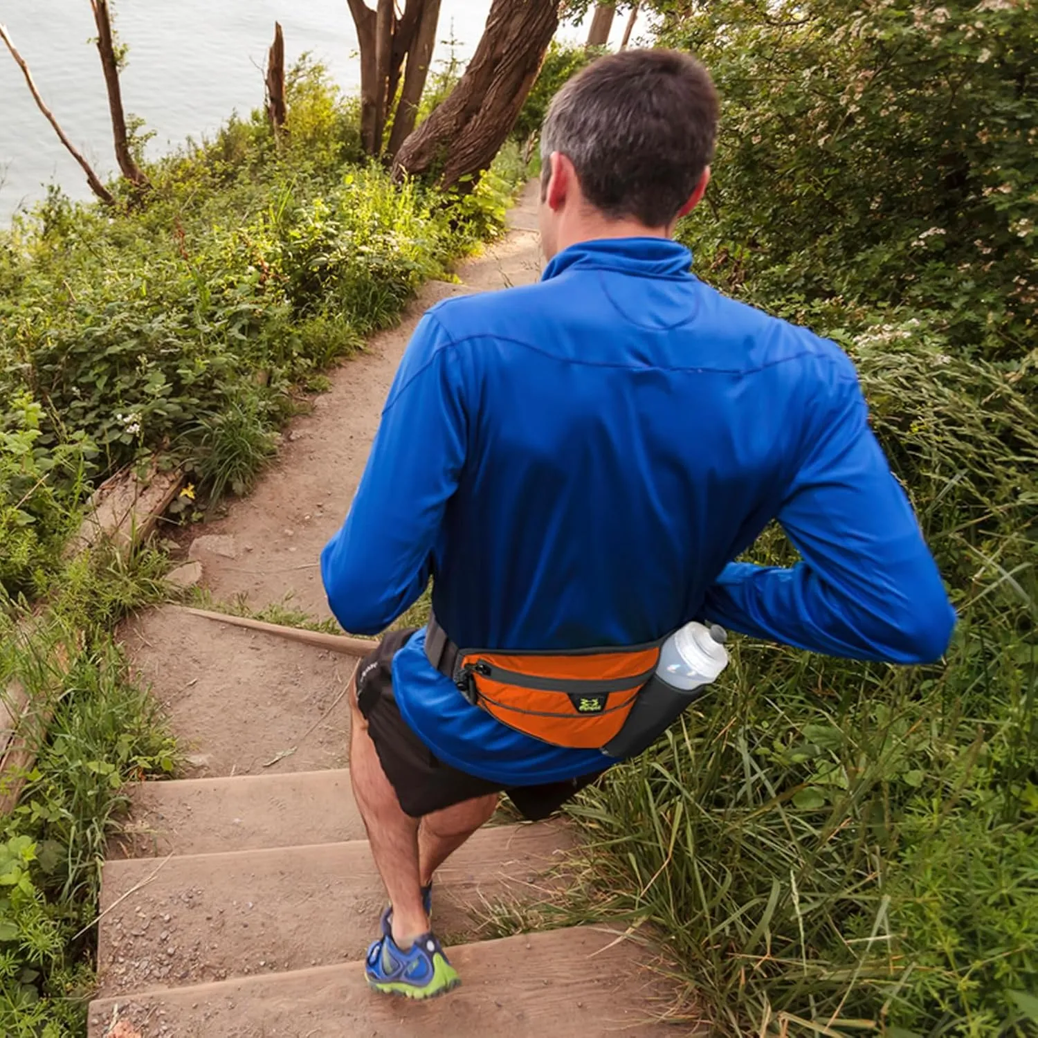 Amphipod Profile-Lite 20 Bottle Pack, Runners Waist & Hydration Belt, 5K/10K, Endurance & Ultra Running, Men & Women (20 oz.) - Charcoal/Azurite - 20 oz