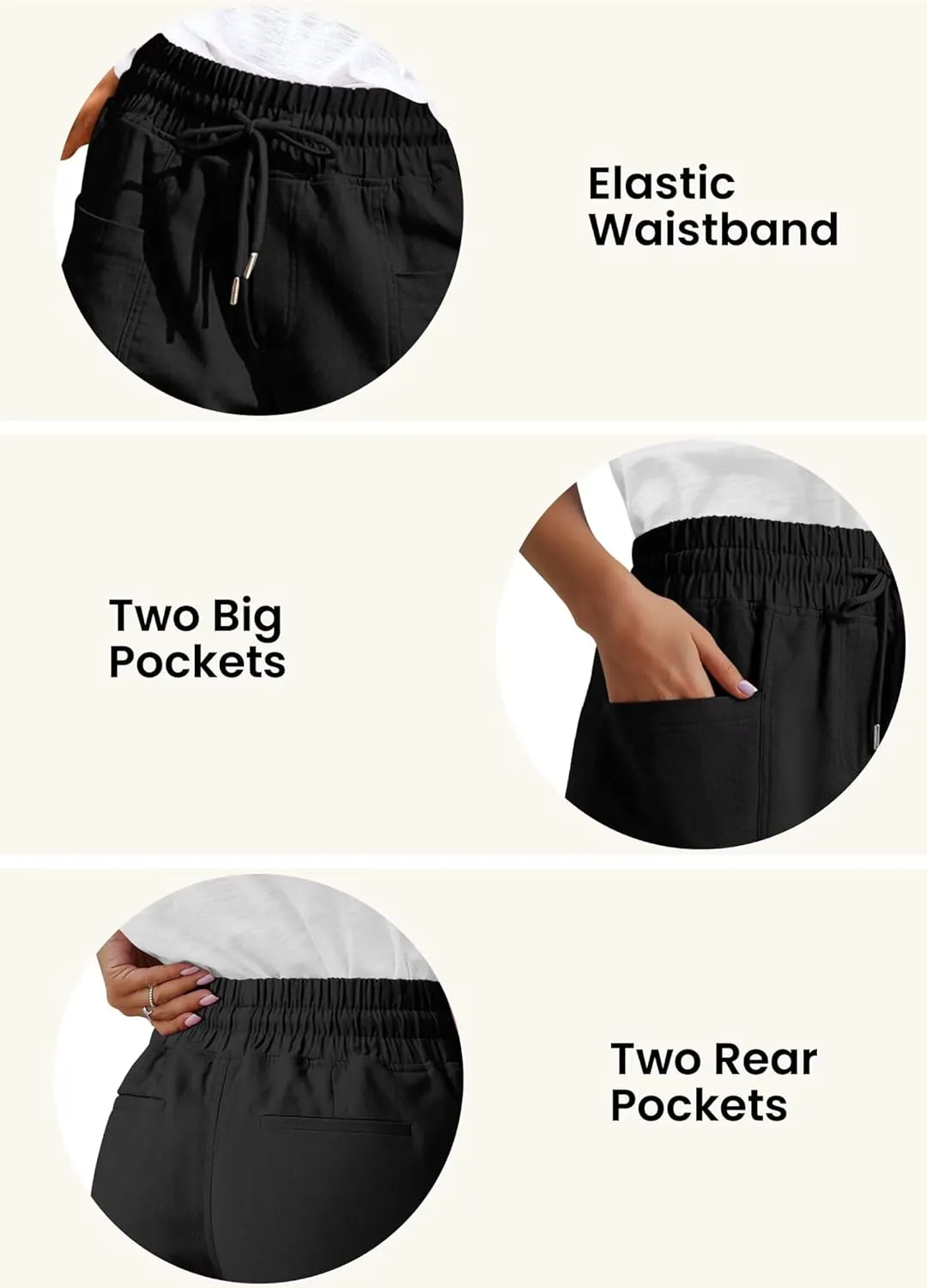 ANFTFH Womens Casual Shorts Summer Drawstring Elastic Waist Comfy Shorts with Pockets