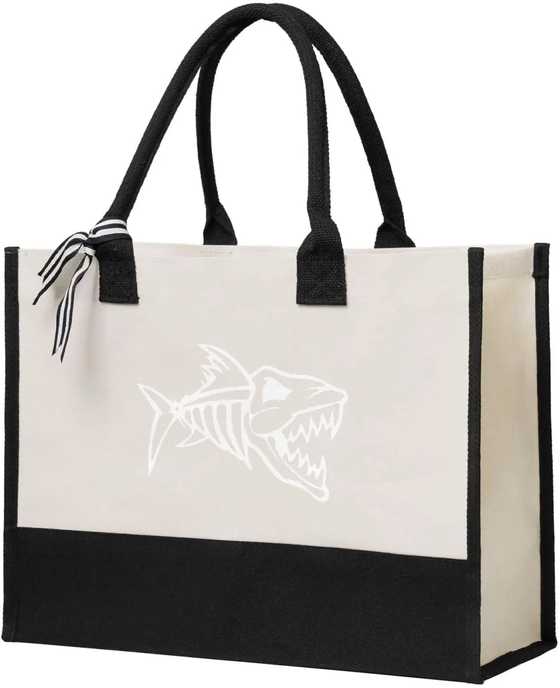 Anger Fish Skeletons Canvas Tote Bag, Present Bag, Suitable for Wedding, Birthday, Beach, Holiday, is a Great Gift for Women, Mom, Teachers, Ladies, Friends, Bridesmaids