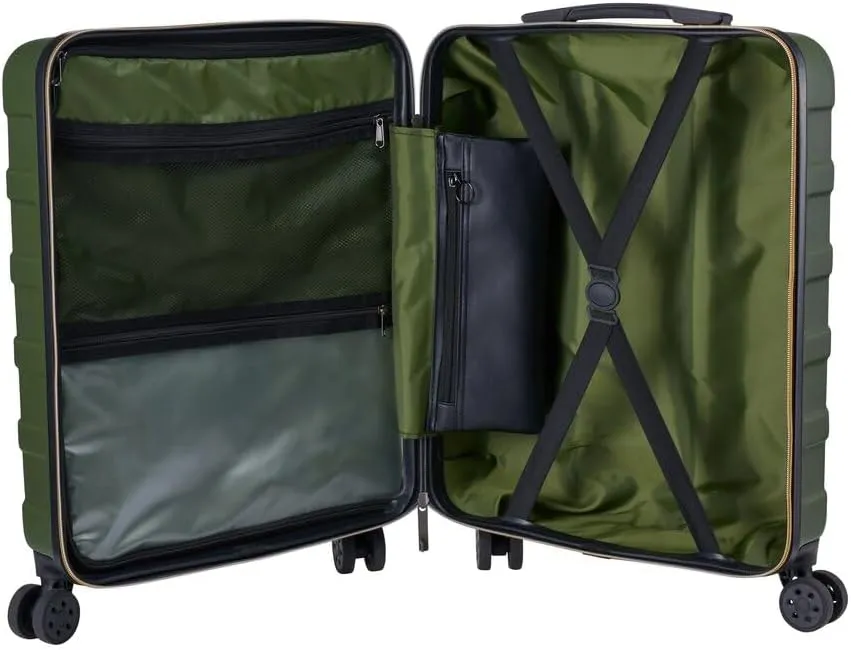 Anode 44L 55x40x20cm (22x16x8inch) Carry On Hand Luggage Suitcase - Lightweight, Hard Shell, 4 Wheels, 3 Digit Combination Lock (Inca Green)