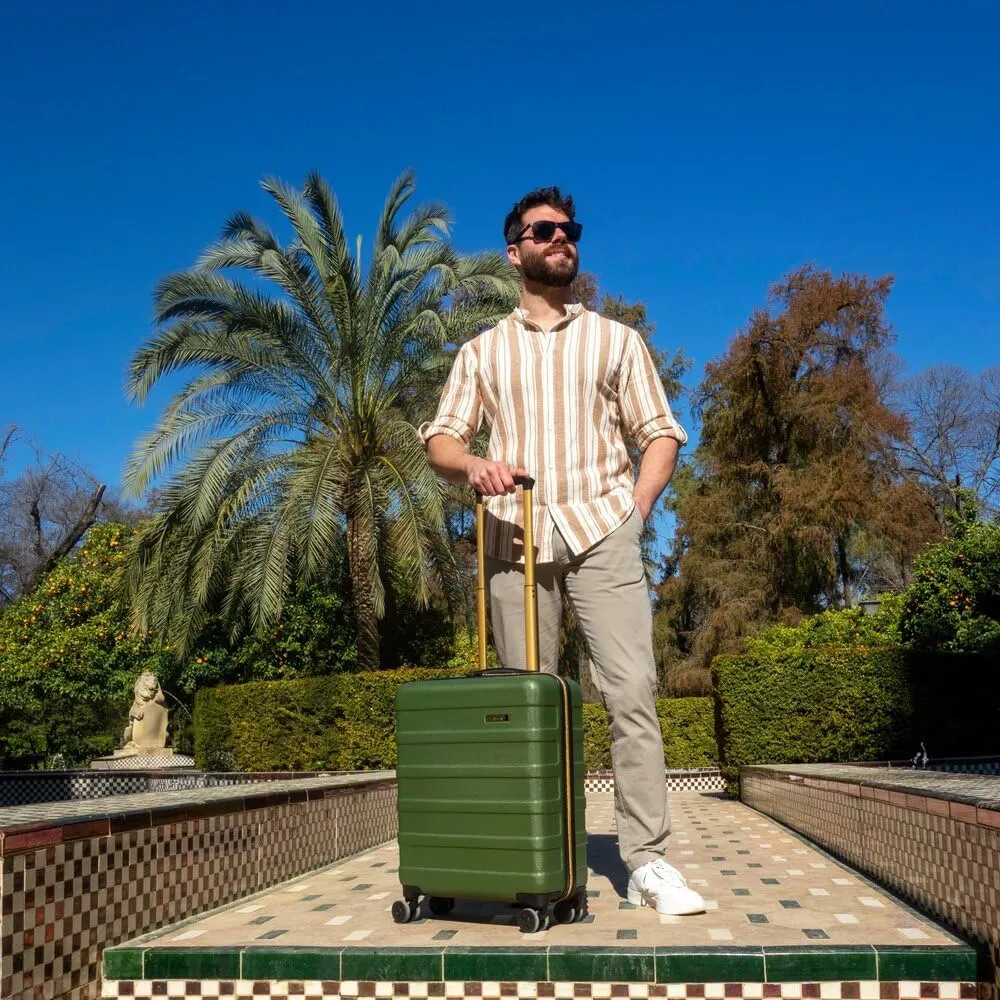 Anode 44L 55x40x20cm (22x16x8inch) Carry On Hand Luggage Suitcase - Lightweight, Hard Shell, 4 Wheels, 3 Digit Combination Lock (Inca Green)