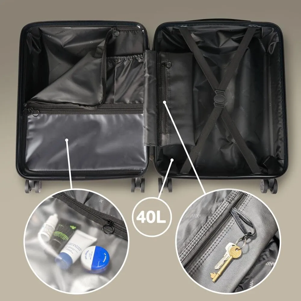 Anode 44L 55x40x20cm (22x16x8inch) Carry On Hand Luggage Suitcase - Lightweight, Hard Shell, 4 Wheels, 3 Digit Combination Lock (Mint Green)