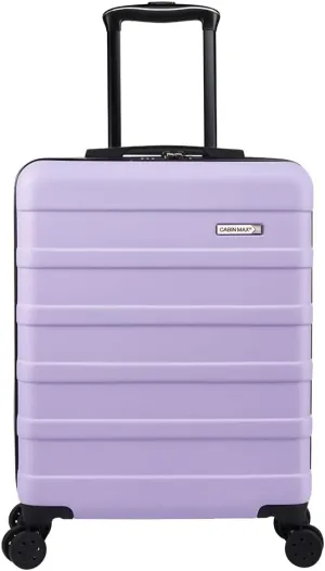 Anode 44L 55x40x20cm (22x16x8inch) Carry On Hand Luggage Suitcase - Lightweight, Hard Shell, 4 Wheels, Smart USB Port, 3 Digit Combination Lock (Lavender)
