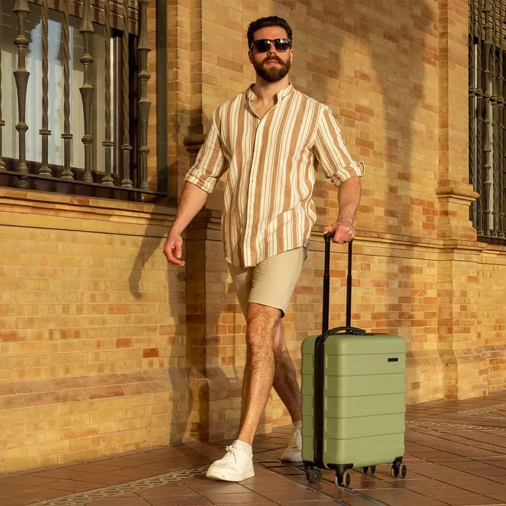 Anode 44L 55x40x20cm (22x16x8inch) Carry On Hand Luggage Suitcase - Lightweight, Hard Shell, 4 Wheels, Smart USB Port, 3 Digit Combination Lock (Lavender)