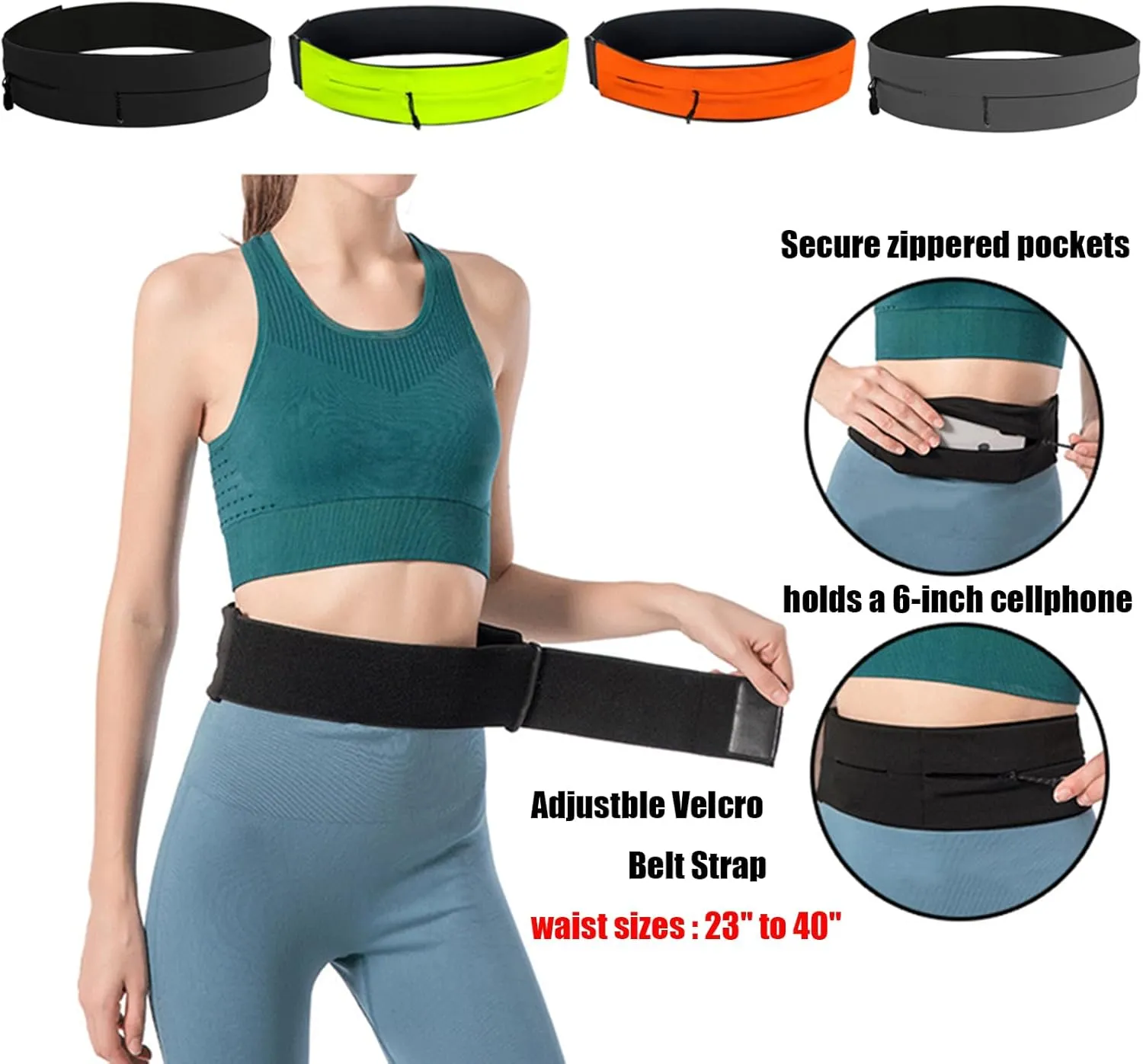 AnsrJ Adjustable Running Belt, Runners Fanny Pack for Women & Men.hidden money belt for travel. Slim Thin Elastic Waistband.Workout Fitness Exercise Gym Phone Holder Belt.