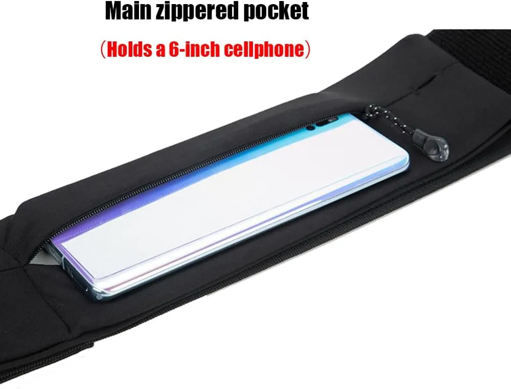 AnsrJ Adjustable Running Belt, Runners Fanny Pack for Women & Men.hidden money belt for travel. Slim Thin Elastic Waistband.Workout Fitness Exercise Gym Phone Holder Belt.