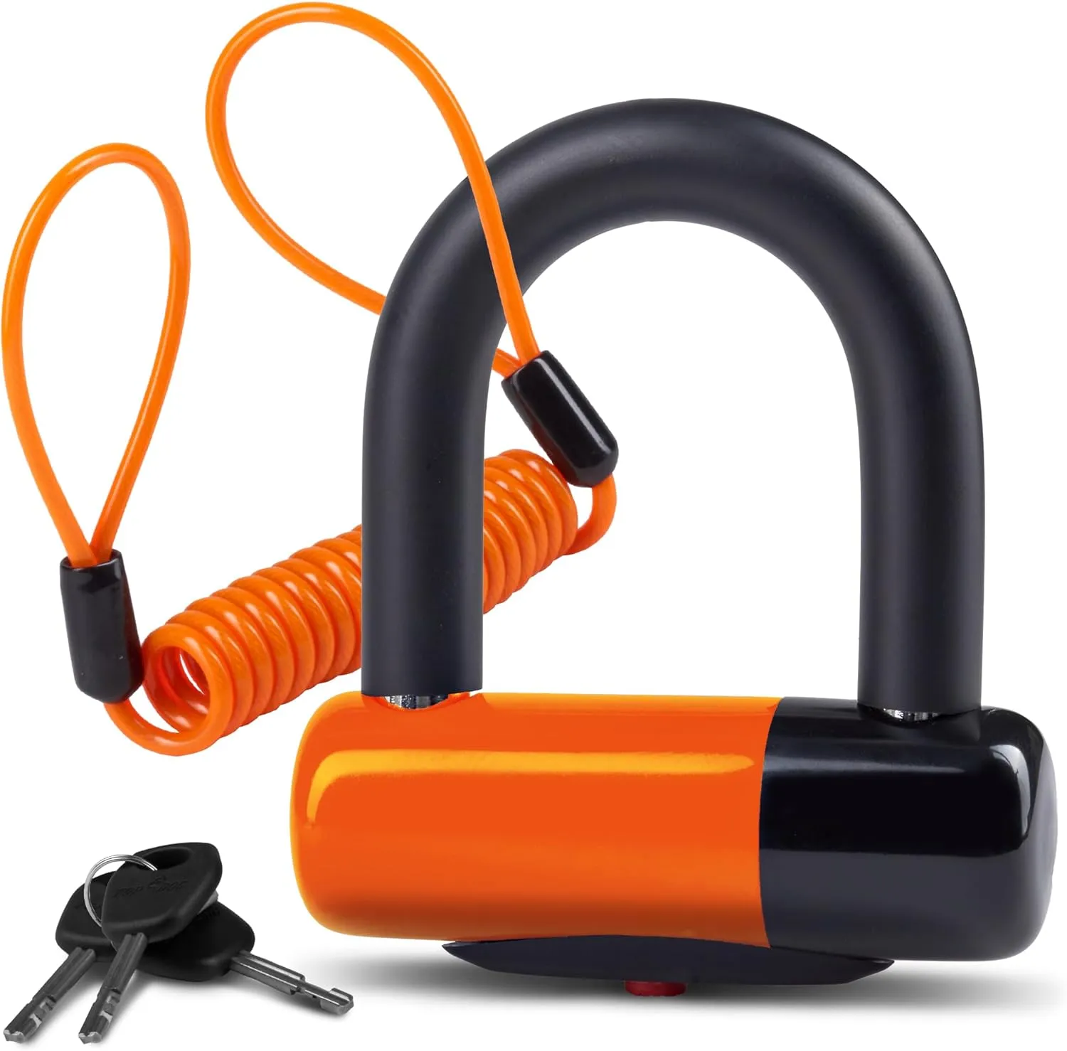 Anti Theft Motorcycle Disc Lock - Heavy Duty Bike Lock with Reminder Cable & Carry Pouch - Universal Fit Disc Brake Lock for Motorbikes, Scooters, and Mopeds (Orange)