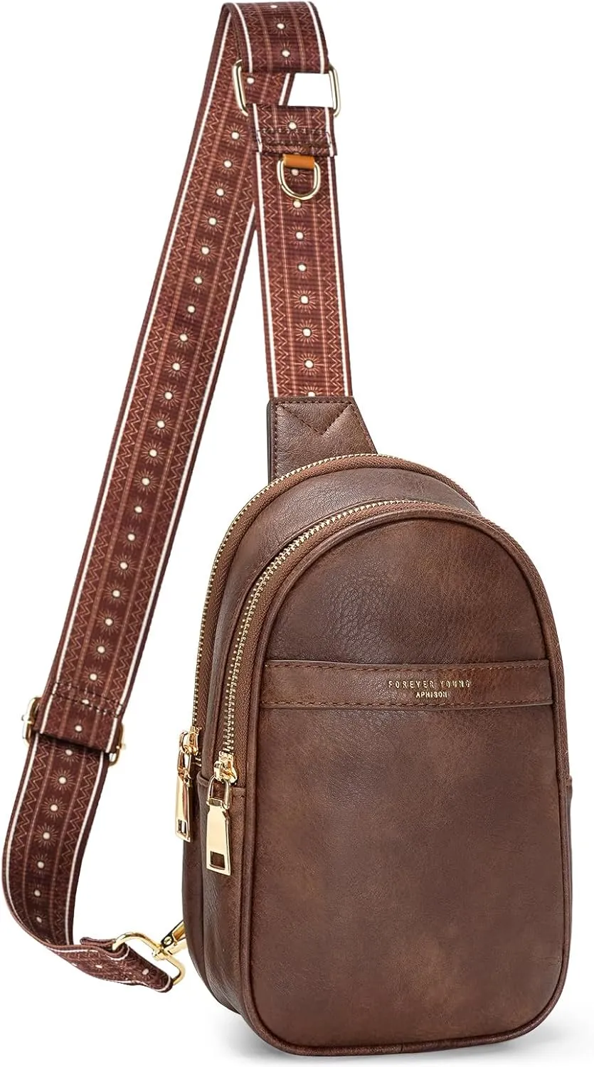 APHISON Small Sling Bag Fanny Packs Cell Phone Purse Vegan Leather Crossbody Bags for Women Chest Bag with Adjustable Strap
