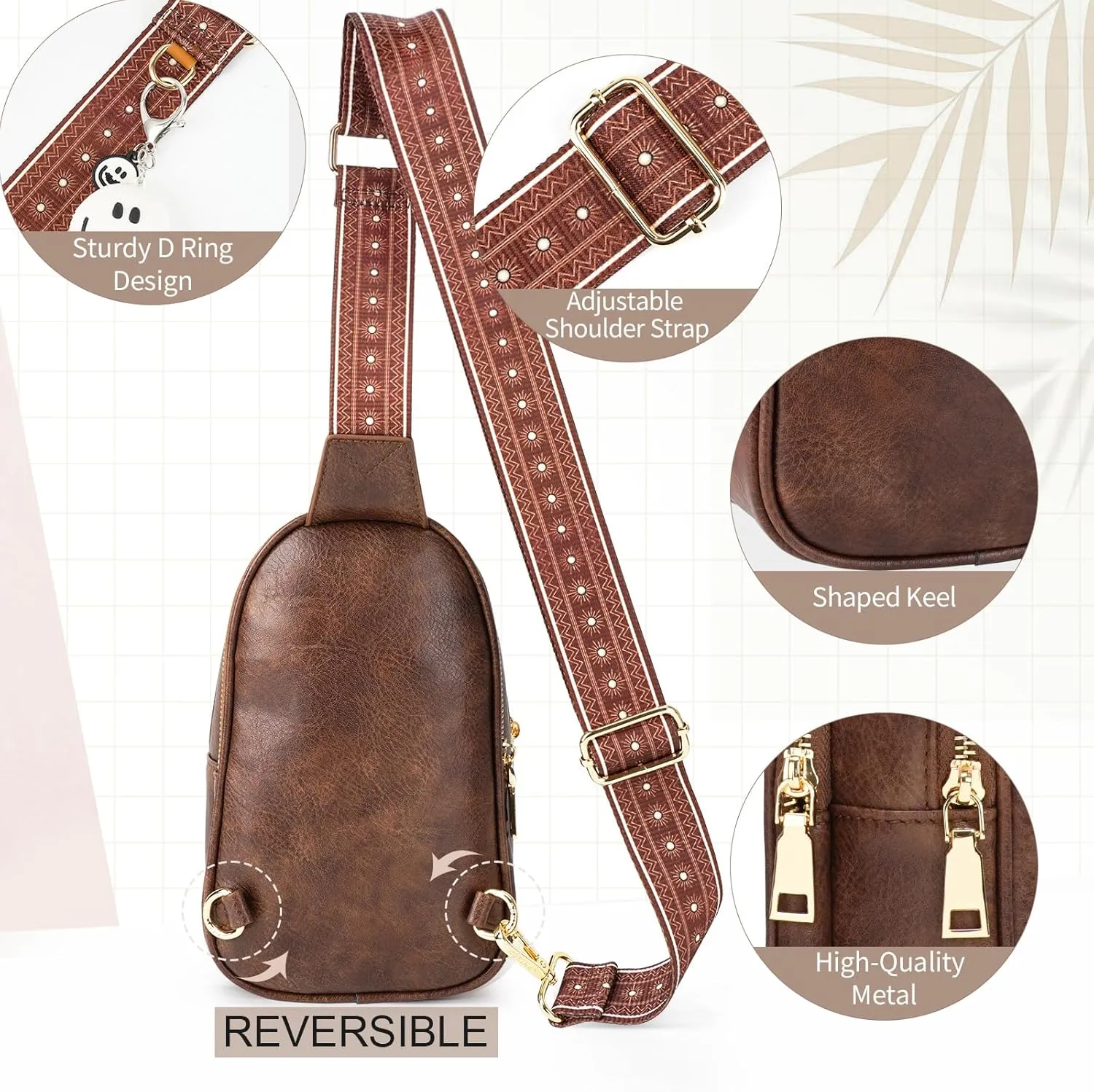APHISON Small Sling Bag Fanny Packs Cell Phone Purse Vegan Leather Crossbody Bags for Women Chest Bag with Adjustable Strap