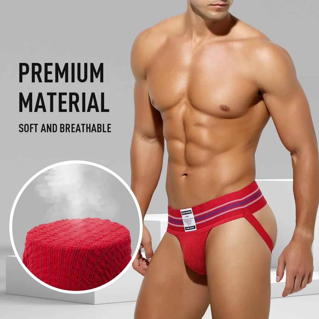Arjen Kroos Men's Jock Strap High Elastic Jockstrap Underwear Breathable Athletic Supporter with Wide Waistband 4 Pack