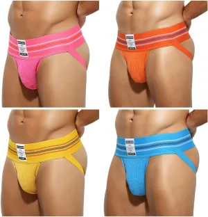 Arjen Kroos Men's Jock Strap High Elastic Jockstrap Underwear Breathable Athletic Supporter with Wide Waistband 4 Pack