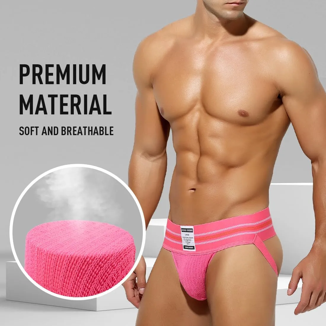 Arjen Kroos Men's Jock Strap High Elastic Jockstrap Underwear Breathable Athletic Supporter with Wide Waistband 4 Pack