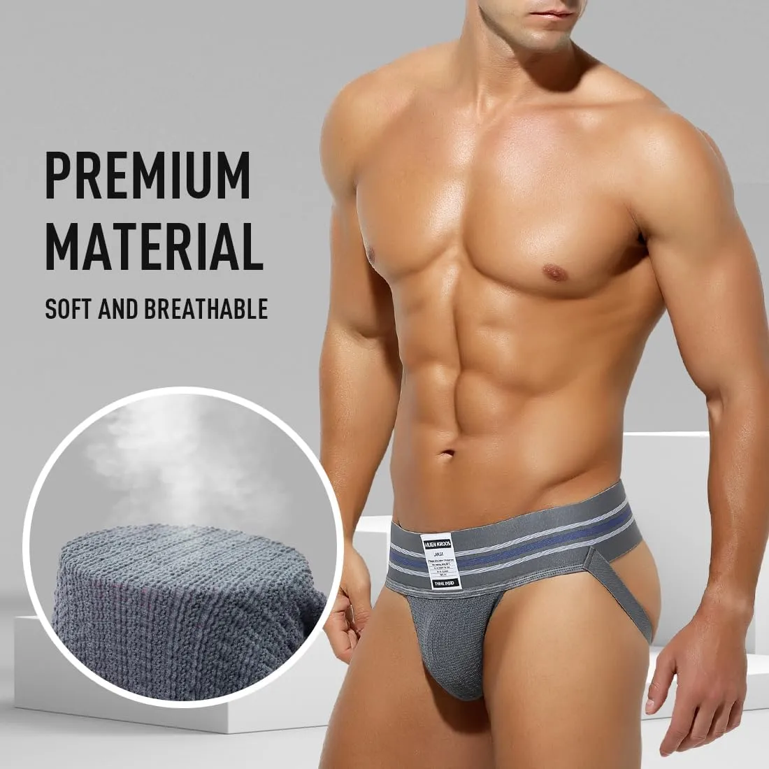 Arjen Kroos Men's Jock Strap High Elastic Jockstrap Underwear Breathable Athletic Supporter with Wide Waistband 4 Pack