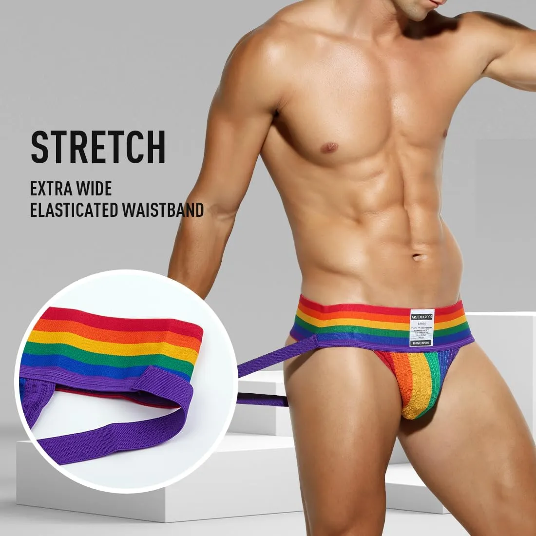 Arjen Kroos Men's Jock Strap High Elastic Jockstrap Underwear Breathable Athletic Supporter with Wide Waistband 4 Pack