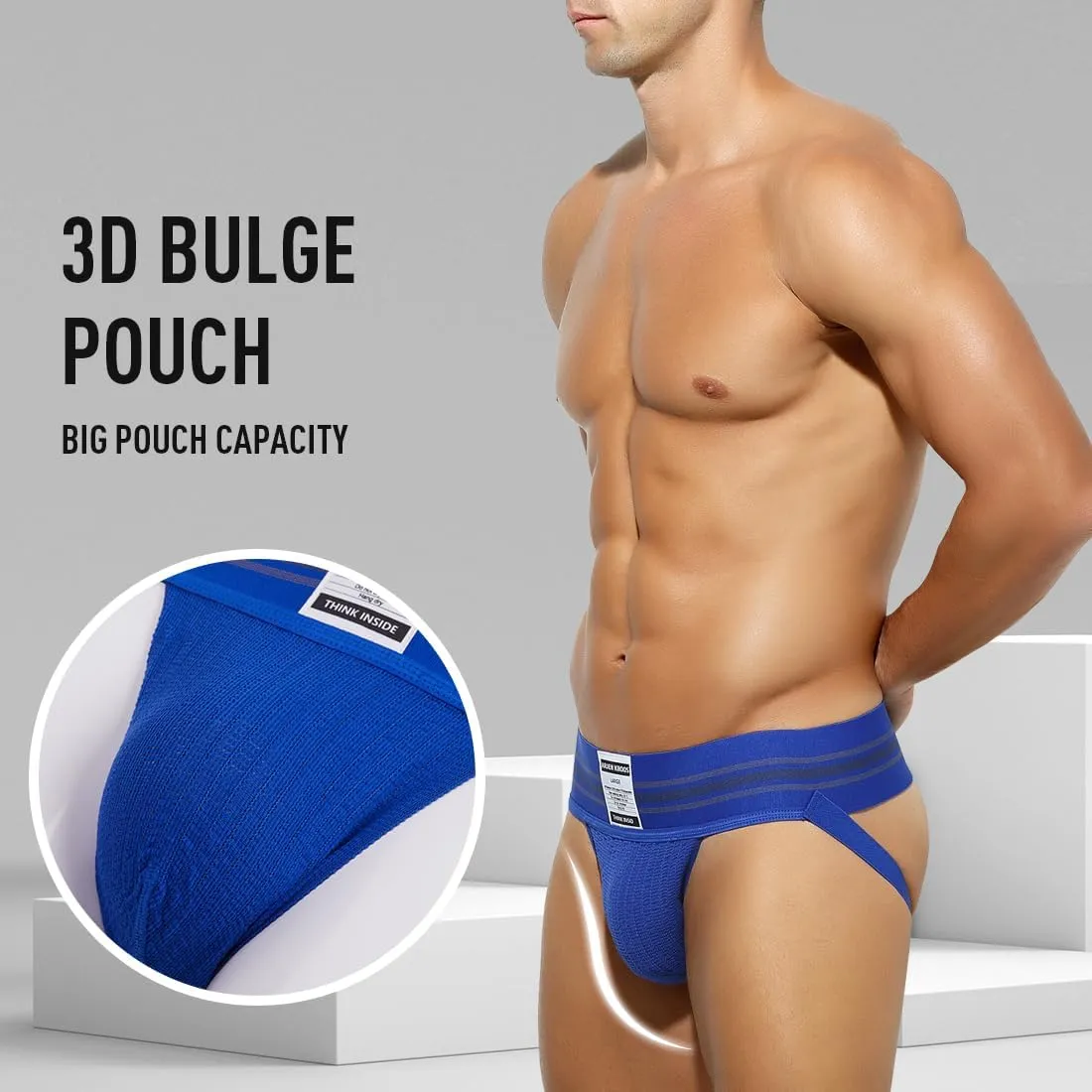 Arjen Kroos Men's Jock Strap High Elastic Jockstrap Underwear Breathable Athletic Supporter with Wide Waistband 4 Pack