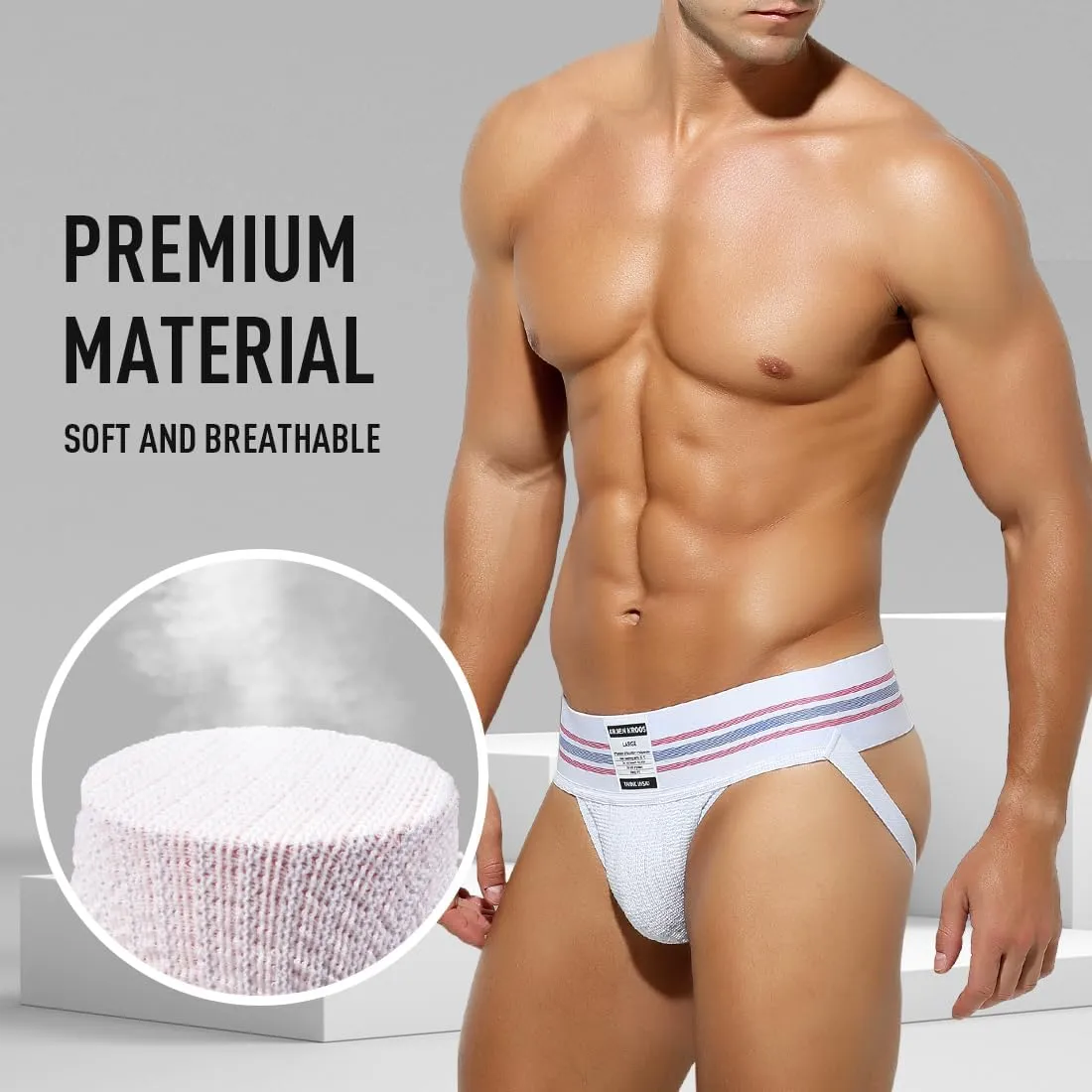 Arjen Kroos Men's Jock Strap High Elastic Jockstrap Underwear Breathable Athletic Supporter with Wide Waistband 4 Pack