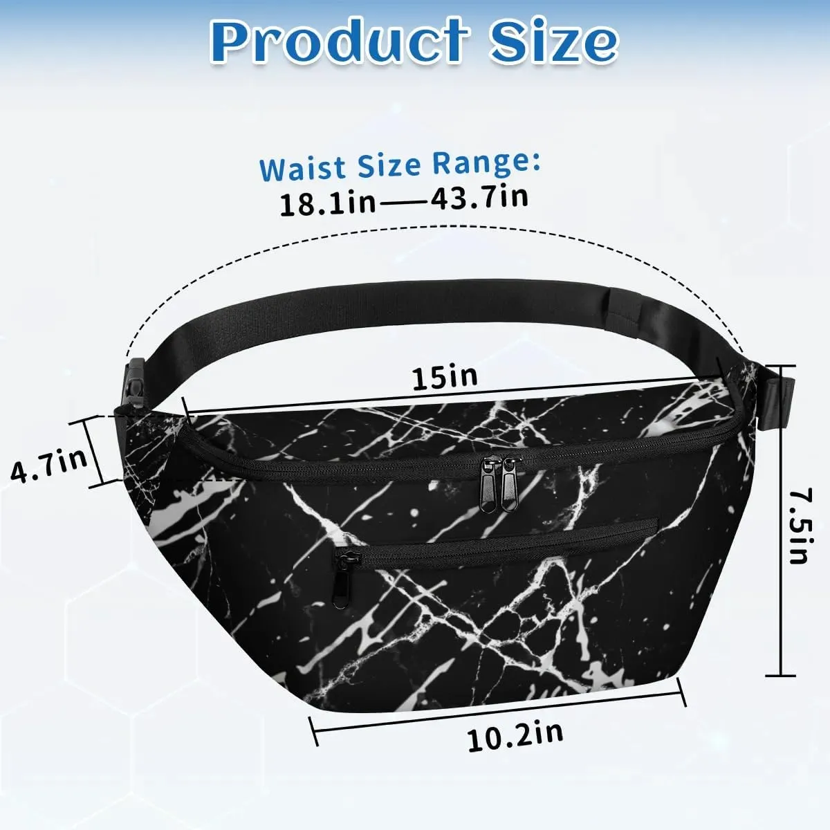 Artificial Marble Sling Bag Crossbody Backpack Chest Daypack for Women Sport Travel Hiking Casual Bag Multipurpose Waist Pack With Zipper Closure Adjustable Strap Shoulder Bag