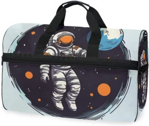 Astronaut Cartoon 4 Travel Duffel Bag Luggage Sports Gym Bags With Shoes Compartment Large Capacity Lightweight Duffle Bag For Men Women