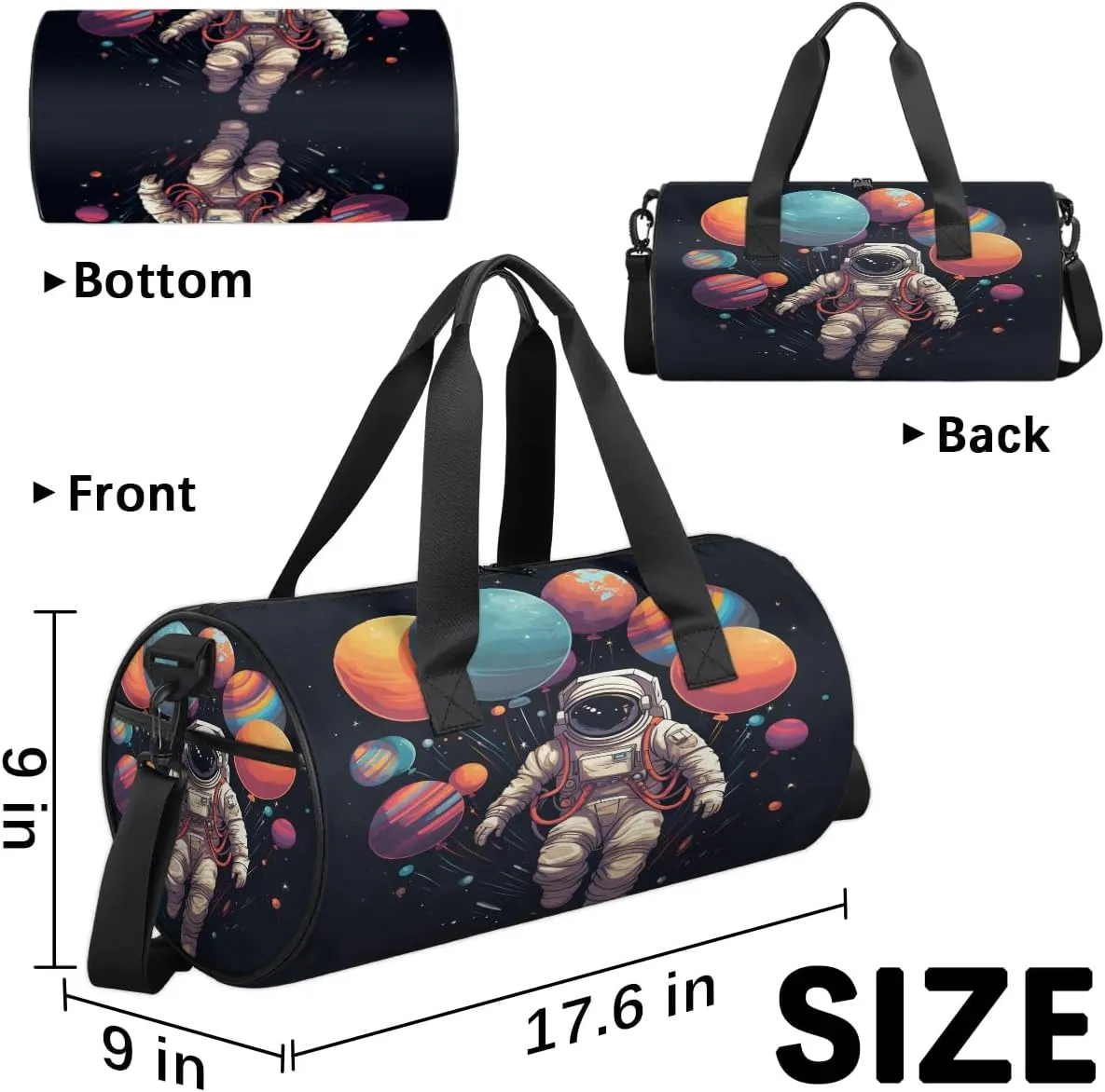 Astronaut Print Gym Bag for Women Men Lightweight Weekender Travel Bag Stylish Duffle Bag for Gym Travel Overnight Carry On