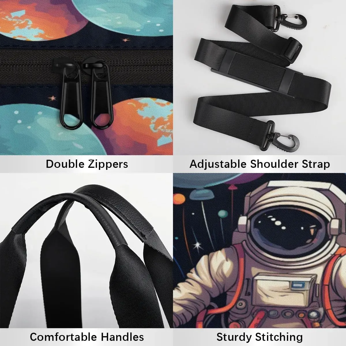 Astronaut Print Gym Bag for Women Men Lightweight Weekender Travel Bag Stylish Duffle Bag for Gym Travel Overnight Carry On