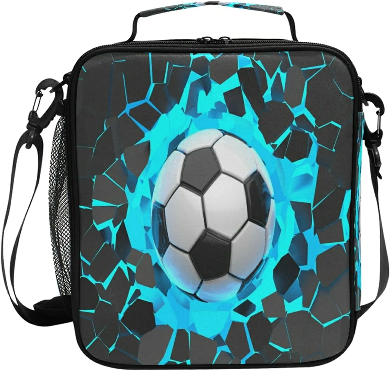 AUUXVA 3D Sport Ball Football Soccer Insulated Lunch Box Bags for Women Men Kids Girls Tote Crossbody Lunch Container Food Carrier