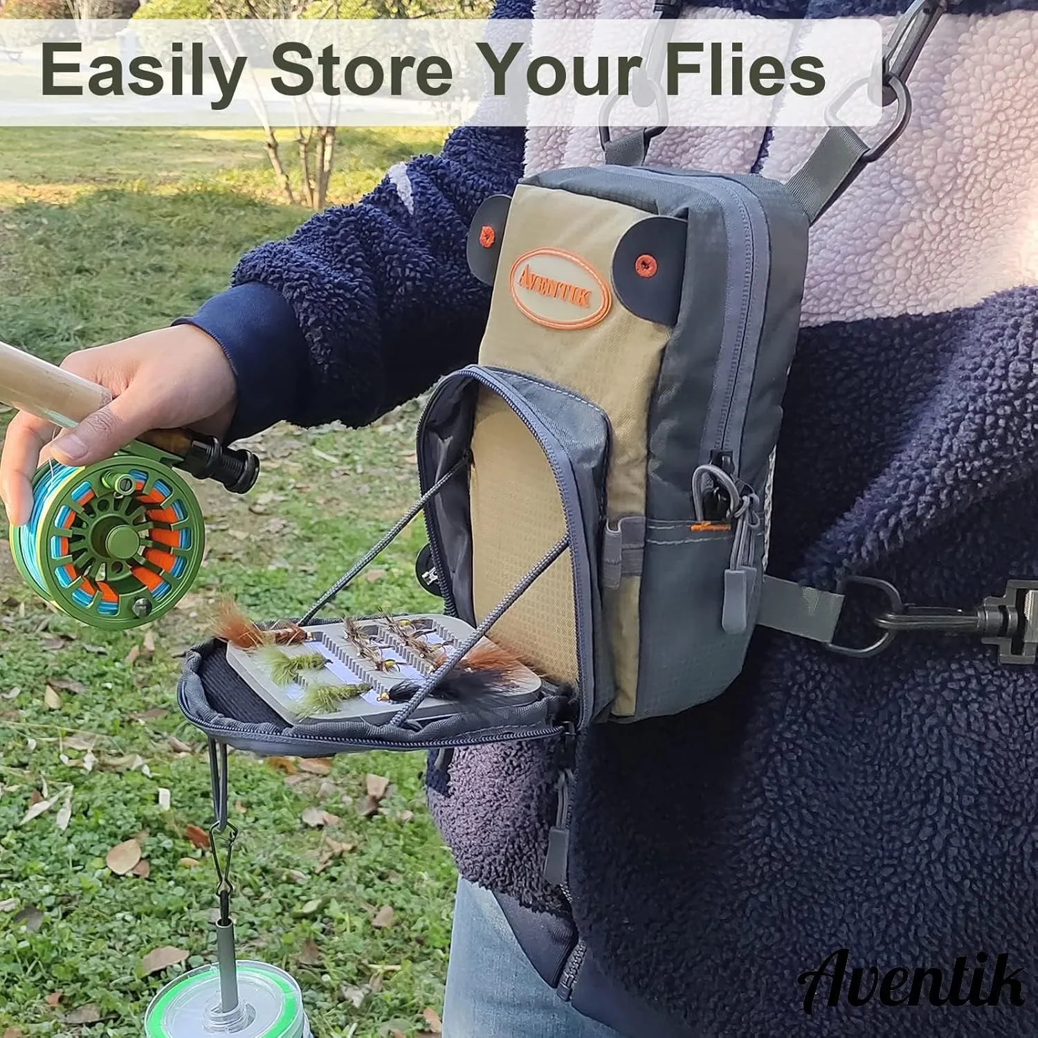 Aventik Fly Fishing Chest Bag Ultra Light Multiple Pockets Chest Pack with Vest Pack (Chest Bag A)